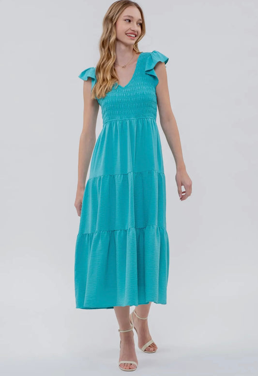 ‘Aqua River” Midi Dress