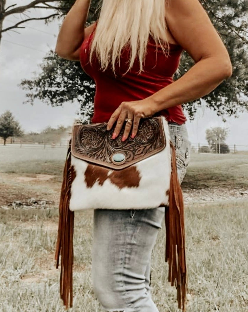 Cowhide Fringe Crossbody