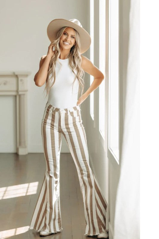 'IT Girl' Striped Bellbottom Jeans